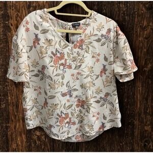 Buckle Black Floral V-Neck Blouse Boho Cottagecore Fairycore Retro Vintage-M